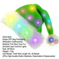 Cappello di Natale verde con LED per adulti, bordo in peluche e 30 luci colorate. - Stile Adulto Completamente Luminoso a LED Colorati / Confezione Singola (Artigianato Overlock) / Verde / 35x45cm