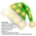 Cappello di Natale in peluche verde con luci LED bianche calde per adulti e batterie - Stile Adulto Completamente Luminoso a LED Caldo / Confezione Singola (Artigianato Overlock) / Verde / 35x45cm
