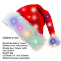 Cappello di Natale luminoso per bambini con perle LED e morbido peluche - Stile Bambino (Luce LED Multicolore) / Rosso / 28*38cm