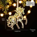 Adorno navideño de unicornio transparente brillante con purpurina dorada - Unicornio Verde Claro