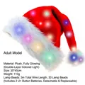 Cappello di Natale in peluche per adulti con 30 LED multicolore per feste e celebrazioni. - Stile Adulto (Luce LED Multicolore) / Rosso / 35*45cm