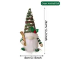 Handmade green knitted Christmas gnome doll with wooden skis, 10.24 inch holiday decor - With Lights / Lighted Dotted Green Knitted Hat Gnome