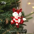 Charming red electroplated fox Christmas tree hanging ornament with striped scarf, 20g - Fox / 8.5*5.5*13.5cm / Red