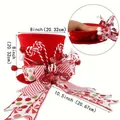 Red velvet Christmas top hat tree topper with candy cane and bow details - H20cm Top-D23cm Bottom-D25.5cm / Red Tree Topper Hat