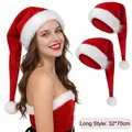 Lungo cappello di Babbo Natale in peluche rosso e bianco 32x70cm per festa - Stile lungo in peluche lungo Haipai / 32x70cm / Rosso