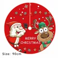Gonna per albero di Natale rossa con Babbo Natale e renna, diametro 90cm - Babbo Natale Rosso Cartone Animato Alce / Diametro 90CM