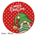 Gonna per albero di Natale 90cm in velluto con gnomo festivo e pois rossi decorati - Pois Rossi Verde Rudolph / Diametro 90CM