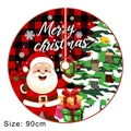 Gonna per albero di Natale da 90 cm con motivo a quadri rossi e neri e Babbo Natale - Quadri Rosso Nero Babbo Natale Albero Natale / Diametro 90CM