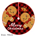 Gonna per albero di Natale a quadri rossi e neri con motivo omino di pan di zenzero, 90cm - Quadri Rosso Nero Omino di Pan di Zenzero / Diametro 90CM