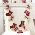 Bannière de Noël rustique en toile de jute pour décoration de fête - Style Chaussette