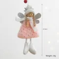 Pink plush Christmas angel pendant hanging ornament with white knit hat, 17.5cm - Dangle Legs Angel / Light Pink