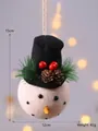 Ciondolo a forma di testa di pupazzo di neve con cappello nero e bacche decorative - Vecchio con Cappello Nero