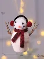 Pendaglio pupazzo di neve di Natale con paraorecchie rossi per decorazione festiva - Pupazzo di Neve con Sciarpa