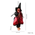 Sorcière d'Halloween à suspendre en robe rouge et noire avec décoration balai - Sorcière Volante (Contrôlée par la Voix-Rire Effrayant-Avec Électronique) / Noir