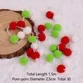 Christmas pom-pom garland string 1.5m length featuring 30 red white and green balls - 1.5米30球 / Red and Green