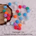 1.5m colorful pompom garland with 30 soft 2.5cm balls for nursery room decoration - 1.5米30球 / Colorful