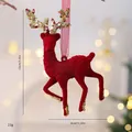 Handmade red flocked Christmas reindeer ornament with shimmering gold sequins for decor - Turning-head Moose