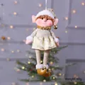 Décoration de Noël suspendue elfe en peluche, robe or et blanc, taille 38cm x 22cm - Style Femme / Or