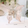 Elegant pink butterfly Christmas ornament with glitter and sequins, 30cm height. - 30cm / Champagne Gold