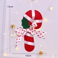 Handgefertigter Zuckerstangen-Weihnachtsbaumschmuck aus Filz mit Schleife und Blatt - Zuckerstangen-Stil / 15x10cm / Zuckerstange-Schleife