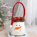 Linda bolsa de regalo de Navidad de muñeco de nieve con asa roja para caramelos - Muñeco de nieve de felpa