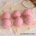Set of six 5cm pink yarn balls for Christmas tree DIY decor and festive wreath making - Set of 6 / Girl Pink