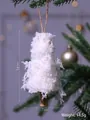 Handmade white feather Christmas tree hanging ornament with dimension and weight - 14x7cm / White Feather Tree
