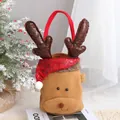 Bolsa de regalo creativa de felpa de reno de Navidad para niños con asa roja y gorro - Reno de Peluche
