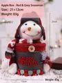 Caja de regalo de Navidad festiva de felpa con forma de muñeco de nieve rojo y gris, 21x12cm - Muñeco de Nieve Rojo y Gris