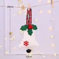 Weißer Weihnacht Glockenanhänger aus Filz mit rotem Schneeflockenmuster und Deko - Stil mit Glocken / 20x12cm / Glocke-Weiß