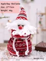 Bolsa de dulces de Navidad de punto Papá Noel rojo con cordón y patrón de nieve - Papá Noel Rojo