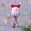 Adorno colgante de gnomo navideño hecho a mano con gorro de lunares y barba blanca - Gnomo de Sombrero Cuadrado de Piernas Largas / Rojo