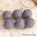 6er Set graue Wollknäuel 5cm Durchmesser Variante für handgefertigte Weihnachtsdeko DIY - 6er Set / Grau