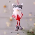 Gnomo de Navidad colgante hecho a mano, elfo de peluche rojo y gris para árbol - Gnomo de Sombrero Cuadrado de Piernas Largas / Gris
