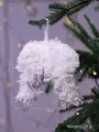 White plush feather angel wings Christmas tree hanging ornament decoration, 18x14 cm - White Feather Wing