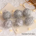 Set mit 6 silbernen 5 cm Weihnachts-Glitterbällen für festliche DIY-Baumdekorationen - 6er Set / Silber