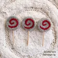 Set mit 3 grauen Filz-Lutscher-Weihnachtsanhängern mit rotem Spiralmuster - Lutscher / 3er-Pack / Grau