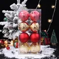 8er-Set rote und goldene Weihnachtskugeln in einer Klarsichtbox - 8cm Set / Gold Rot