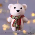 Cute white foam teddy bear Christmas ornament featuring a red and green plaid scarf - Teddy Bear / 13cm x 10cm