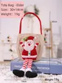 Bolsa de regalo de Navidad festiva de yute de Papá Noel para dulces y pequeños detalles - Papá Noel con Piernas Colgantes Beige