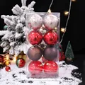 Set mit 8 festlichen Weihnachtskugeln in Rot, Silber und Braun in Klarsichtbox - 8cm Set / Rotbraun