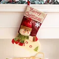 Grote 3D sneeuwpop kerstsok cadeauzakje, 44 cm hoog en 36 cm breed voor kerstversiering - 44x36cm / Letterprint Sneeuwpop