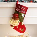 Grote rode kerstsok met 3D Kerstman figuur en Merry Christmas tekst voor decoratie - 44x36cm / Kerstman en brieven