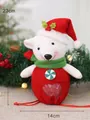 Bolsa de regalo de peluche de oso polar navideño con gorro rojo y bufanda verde 23x14 - Bolsa de Manzana Oso Polar