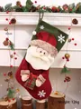 Grote kerstsok met 3D-kerstmanontwerp in feestelijke rode en groene kleuren - 42x24cm / Rood Groene Kerstman