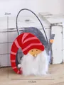Bolsa de regalo de Navidad de fieltro hecha a mano con un lindo diseño de gnomo de Santa - Gnomo Sombrero Curvado