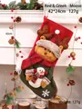 Grote kerstsok met 3D rendier en sneeuwpop pluche ontwerp in rood en groen decor - 42x24cm / Rood en Groen Rendier