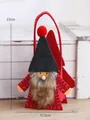 Bolsa de regalo de fieltro rojo para dulces de Navidad, con una altura de 23 cm - Gnomo de sombrero gris