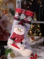 Feestelijke grijze en rode kerstsok met sneeuwpop en afmetingen van 44x26cm. - 44x26cm / Sneeuwvlok Sneeuwpop