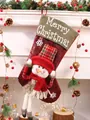 Decoratieve kerstsok met pluche sneeuwpop en bungelende benen, afmetingen 42x24 cm - 42x24cm / Hangende Been Sneeuwpop (Merry Christmas)